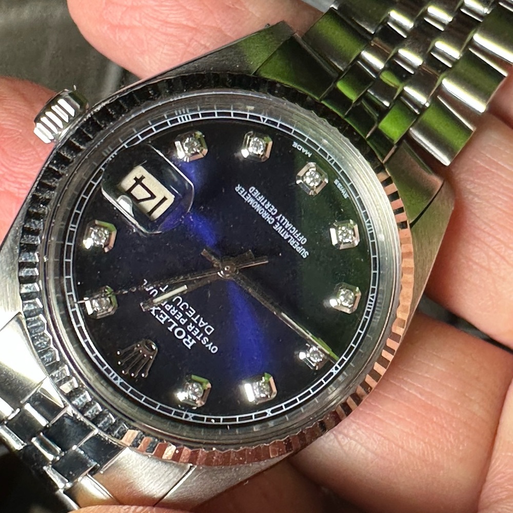 Rolex Datejust 36, Diamond blue dial 1601. Immaculate condition.Polished.